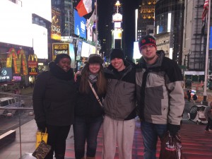 Last year’s group who went on the NYC trip for our newspaper in Times Square.