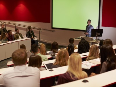 Young students at a university lecture
