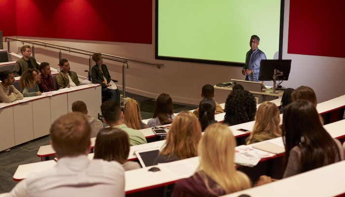 Young students at a university lecture